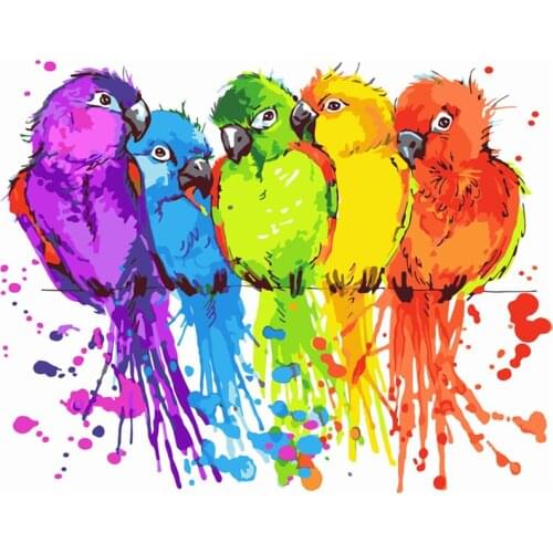Painting By Numbers DIY Dropshipping 40x50 50x65cm colorful parrotAnimal Animal Canvas Wedding Decoration Art picture Gift