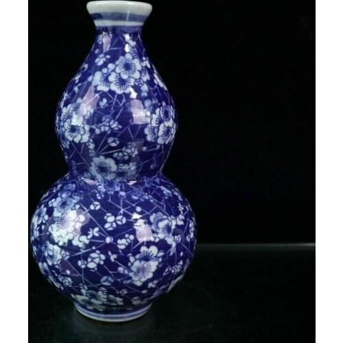 Chinese old porcelain Blue and white ice plum pattern gourd bottle vase