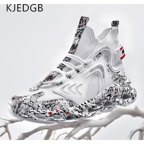KJEDGB High-top Men Platform Sneakers Fashion Mesh Breathable Chunky Mens Casual Shoes Outdoor Walking Light Mens Gym Shoes