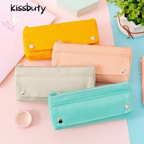 Creative Solid Color Pencil Case for Girls Student Stationery Box Simple Trapezoid Pencil Bag Pouch School Supplies Stationery