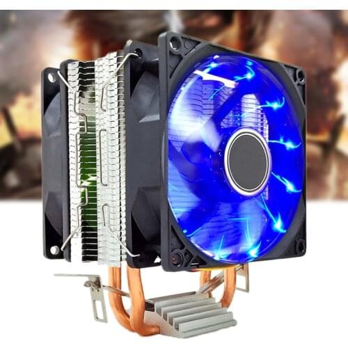 CPU Cooler 4 Heat Pipes 3pin Dual Fan Cooler Quiet Cooling Fan Heatsink Radiator for Intel 775/1151/1155 for AMD AM3/4 Ryzen