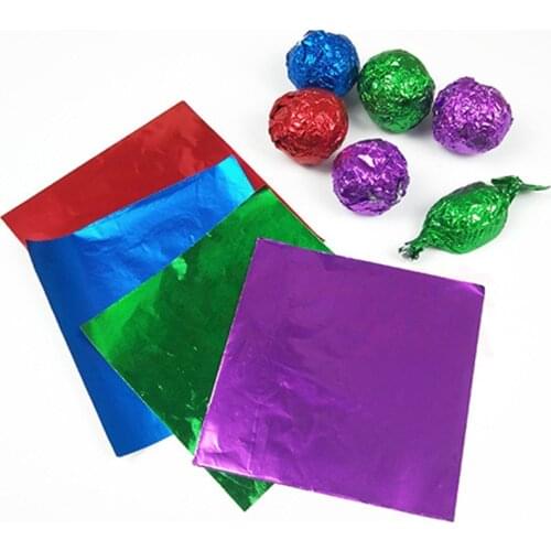 100Pcs/set Square Candy Package Sweets Chocolate Foil Paper Wrappers Confectionary Christmas Party Festival Decoration Supply