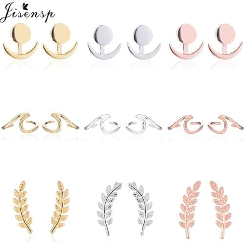 Minimalist Jewelry Earings Fashion Leaf Ear Climbers Statement Stud Earrings for Women Girls Brinco Korean Sun Moon Ear Jackets