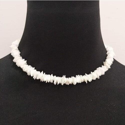 Fashion White Shell Necklaces for Women Girls Metal Button Necklace Chokers Simple Summer Beach Jewelry Collar Wholesale
