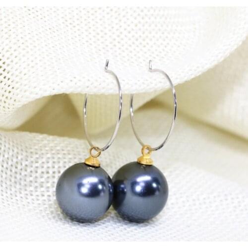 Fashion multicolor dangle earrings for women candy colors south sea round shell faux pearl 14mm eardrop earbob hot jewelry B1748