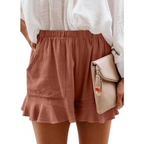 2021 Multi-color Fashion Womens Shorts Lady Casual Cotton Solid High Waist Ruffle Loose Shorts Hot