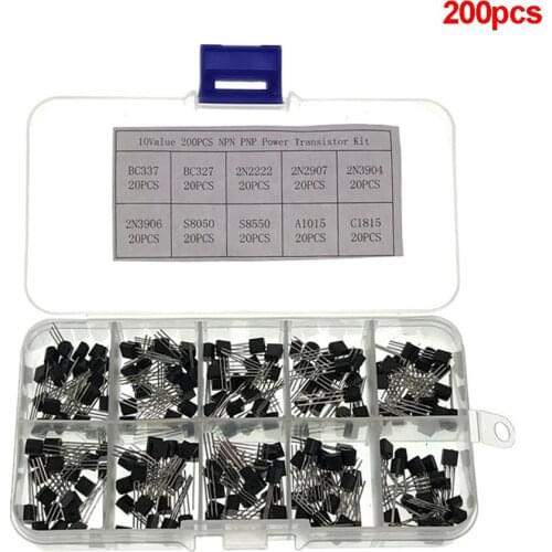 Tool Parts Assortment Kit 10 Value Assortment Kit In Assortment Box PNP/NPN 200pcs Electronic Components 10 Value
