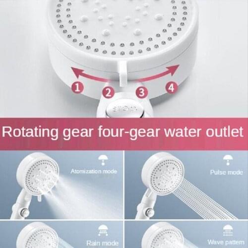 4 Modes Adjustable Shower Head High Pressure Water Saving One Button Stop Spray Spa Rain Pulse Simple Style Bathroom Accessories