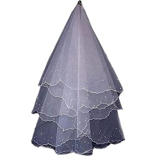Bridal Short Veil with Pearls Cheap Wedding Accessories 2023