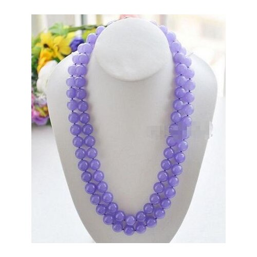 NEW Beautiful Natural 10mm Lavender Jade Round Gemstone Beads Necklace 32"