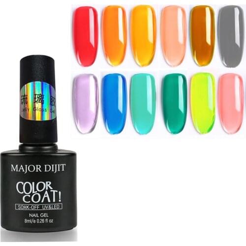 Nail Art 8ml Translucent Color Gel Polish Neon Jelly Nail UV Gel Varnish Soak Off UV LED Semi Permanent Nail Art Gel Lacuqer