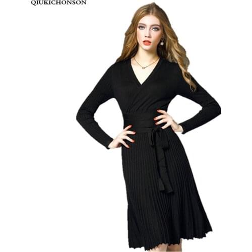 Модные трикотажные платья Qiukichonson China At AliExpress