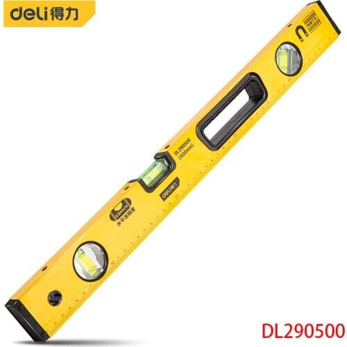 Deli DL290500 Fine Milling Bottom Level Ruler Length: 500mm Aluminum Alloy Strong Bottom Magnetic Measuring Tools Hand Tools