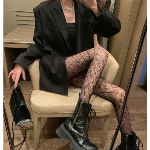 Spring and summer black bottomed net socks diamond mesh thin stockings fishnet socks black stockings sexy jumpsuits