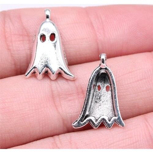 WYSIWYG 10pcs Charms Ghost Antique Bronze Color Alloy DIY Jewelry Making Accessories 20x14mm