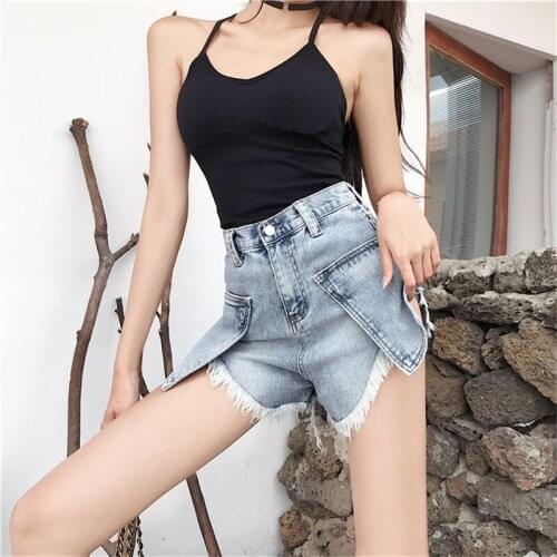 Plus Size Women Jean Shorts 2021 High Waist Black Jeans Summer Blue Tassel Denim Shorts Fashion Streetpants Hot Bottoms 625-1