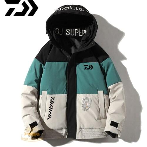 Daiwa Winter Down Parkas Men Quality Thermal Thick Parka Male Warm Outwear Fishing White Duck Down Jacket Puffy Fishing Clothes