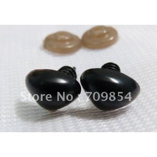 1.25*0.9cm black triangle plastic safety toy dog nose+washers for bear toy accessories/500pcs