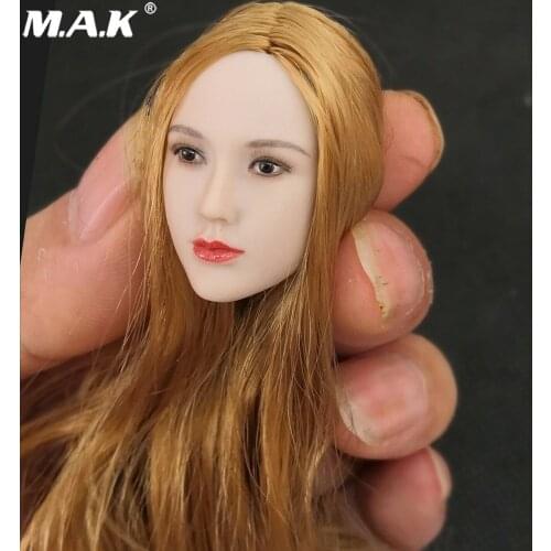 1/6 Scale Asia Beauty female Head Carving Young Girl Head Blonde Hair For 12" Pale Action Figure Body