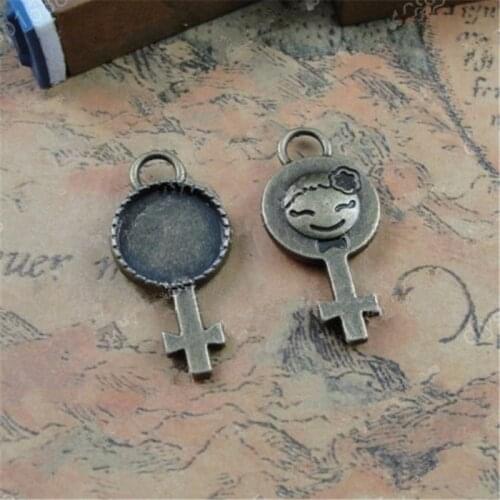 100pcs/lot Vintage Girl Biological Symbols Cabochon Base Setting 12mm Inner Size Gender Pendant DIY Jewelry Findings