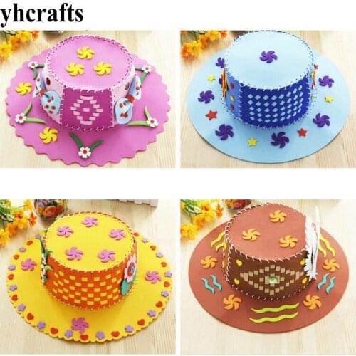 2PCS/LOT.4 design choose,DIY foam kids sun hat craft kits Early educational toy Kindergarten crafts DIY toys Adult DIY OEM