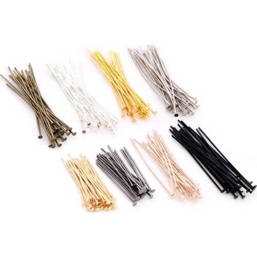 200pcs/Lot 16 20 25 30 35 40 45 50mm Flat Head Pins Gold/Silver color/Rhodium Headpins For Jewelry Findings Making DIY Supplies