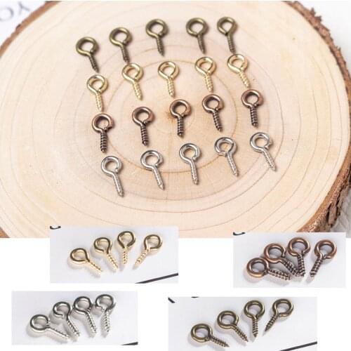 200Pcs Metal Crafts Small Tiny Mini Eye Pins Eyepins Hooks Eyelets Screw Threaded Jewelry Findings Accessories Clasps DIY Brads