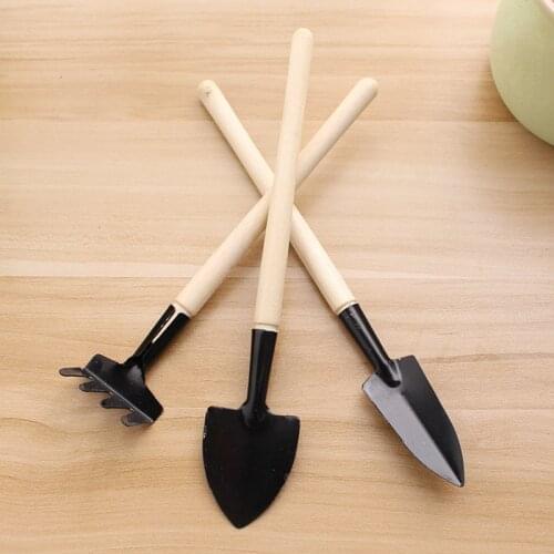 3 Pcs/set Mini Spade Shovel Harrow Flowerpot Tools Potted Plants Maintenance Wooden Handle Plant Soil Shovels Gardening Tools