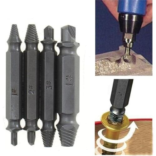 4PCS/Set Double Side Damaged Screw Extractor Drill Bits Out Remover Bolt Stud Tool Best Price