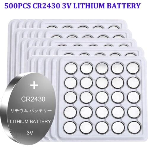 500pcs Button Battery CR2430 3V Electronic Lithium Coin Cell Batteries DL2430 BR2430 ECR2430 KL2430 EE6229 Watch Toy Headphone