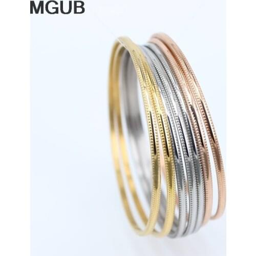 7 pieces/set 68cm diameter Stainless steel jewelry Bracelets & Bangles simple women 's Bangles jewelry Free shipping LH216
