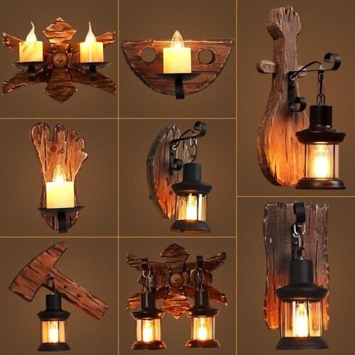 American industrial wind wood Wall lamps lights bathroom bedroom light led wall lights for home industrial decor bedroom lamp