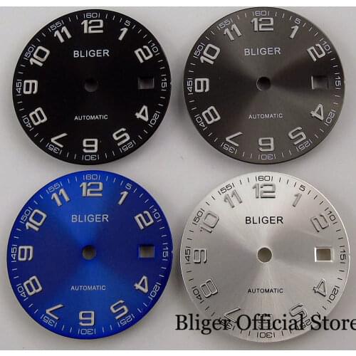 BLIGER Steel 29mm Automatic Watch Dial fit MIYOTA 8215 8205 MINGZHU DG 2813 Luminous Marks