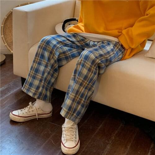 Japan Plaid Pants Women Casual Summer Fashion Harem Pants High Waist Sweatpants Cool 2020 Summer Hip Hop Orange Pants Girls