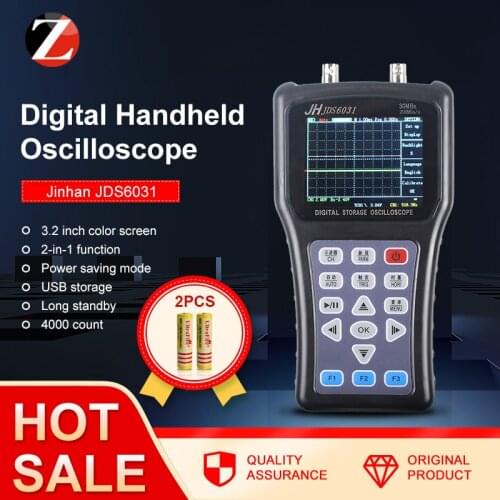 Jinhan Digital HandHeld Oscilloscope JDS6031 1CH 30M JDS6052S 2CH 50M 200MSa/S 5 Languages Signal Generator + 2 Batteries