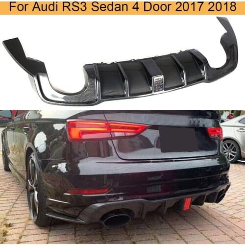 Carbon Fiber Car Rear Bumper Diffuser Lip Spoiler for Audi RS3 Sedan 4 Door 2017 2018 Rear Bumper Diffuser Lip Spoiler Splitters