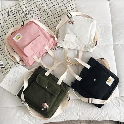 Canvas Crossbody Bags Portable Handle Hangbags Bucket Decorative Girls Zipper Shoulder Messenger Bag for Travel Shopping