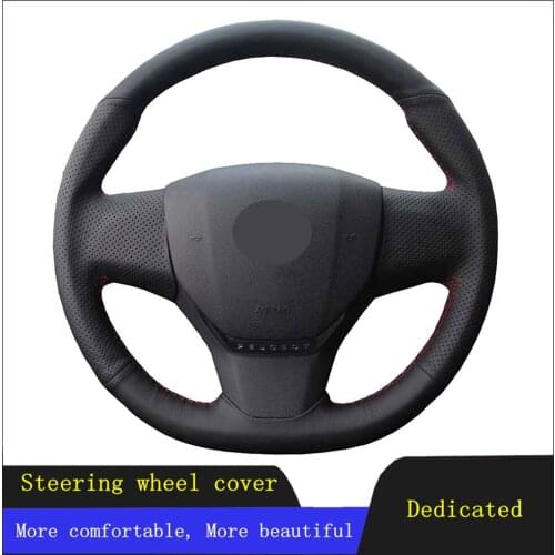 DIY Steering Wheel Cover Black Faux Leather For Citroen C3 C3-XR 2015-2019 C4 2016-2019 Peugeot 408 2014-2019 Traveller