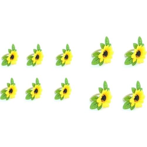 Simulation Sunflower Plant Napkin Ring Flower Buckle for Wedding, Dinner Party, Xmas, Thanksgiving, Birthday