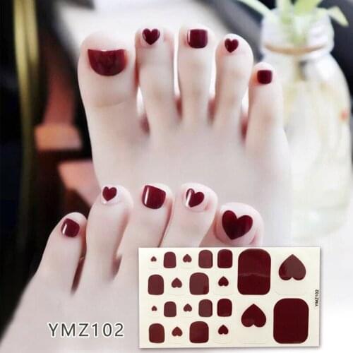Lamemoria 22tips Korean Style Toenail Art Stickers Adhesive Waterproof Wraps Heart Line Decals Nail Tools Easy To Wear Manicure