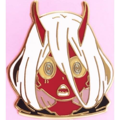 Cute Cartoon Zero Two 02 Girl Hard Enamel Pin Darling in the FranXX Anime Lapel Medal Brooch Backpack Jewelry Accessories Gift