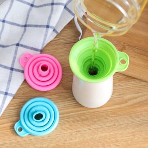 Mini Foldable Silicone Funnel Collapsible Flexible Folding Portable Be Hung Home for Liquid Transfer Dispensing Kitchen Tools