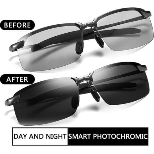 Color Changing Sunglasses Men Polarized Chameleon uv400 Glasses Men Driving eyeglasses Day And Night Vision Driver Goggles