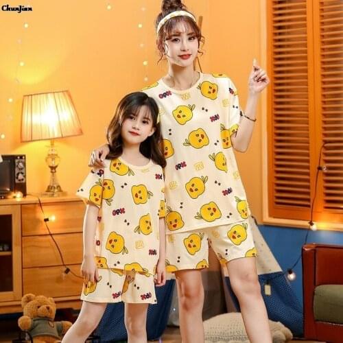 Mother Daughter Dresses Mommy and Me Clothes Family Matching Clothes Family Pajamas Teenager Girls Summer Pyjamas Sets