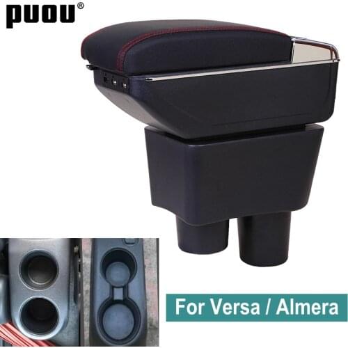 For Nissan Almera Versa Rotatable Armrest Box Central Store Content Storage Latio Box ashtray Car Styling decoration accessories