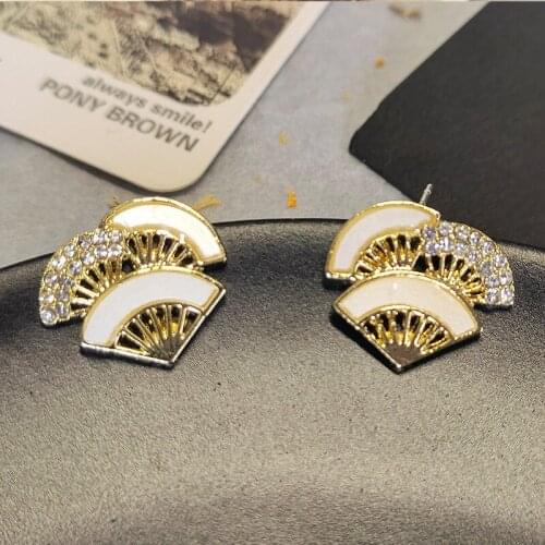 Romantic Sweet Five-Pointed Star Rhinestone Fan-Shaped Earrings Romantic Sweet High-End Temperament Charm 2021 Pendientes