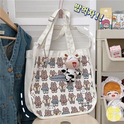 Girl Messenger Bag Lovely Cartoon Soft Sister Student Large Capacity Canvas Bag Ladies Shopping Bag Tote Bag