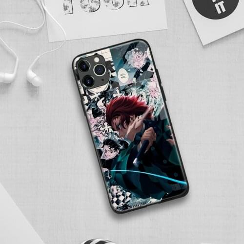 Tanjiro Kimetsu No Yaiba Anime Soft Silicone Glass Phone Case for IPhone SE 6s 7 8 Plus X Xr Xs 11 12 Mini Pro Max Samsung