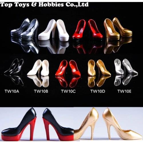 TW09 TW10 1/12 Scale Female Thick-soled High Heels Shoes empty inside ladies girl PVS shoes For 6" Body Figures Accessories