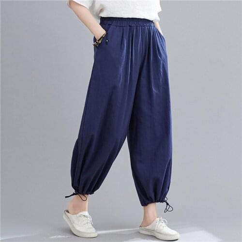 YourSeason 2021 New Casual Ladies Simple Loose Pants Autumn Spring Elastic Waist Pockets Women Wide Leg Long Trouser
